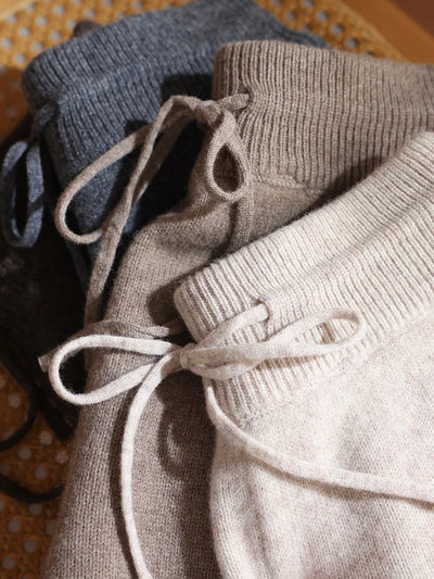 Merino Wool Pants Knitted Cashmere Shorts Trousers Above Knees