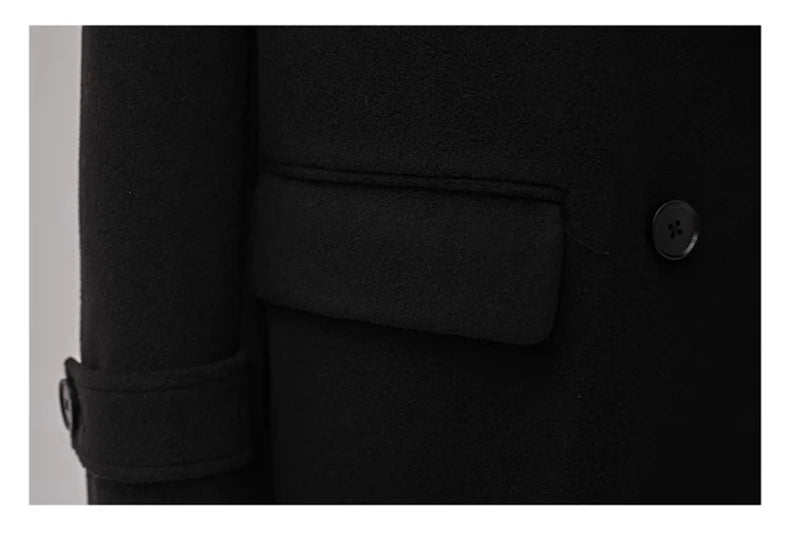 Winter Luxury Extra Long Black Warm Soft Wool & blends Coat for Women