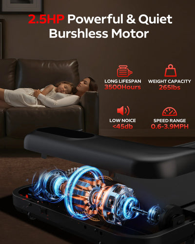 2.5 HP Incline Under-Desk Treadmill, Triple Knee Protection