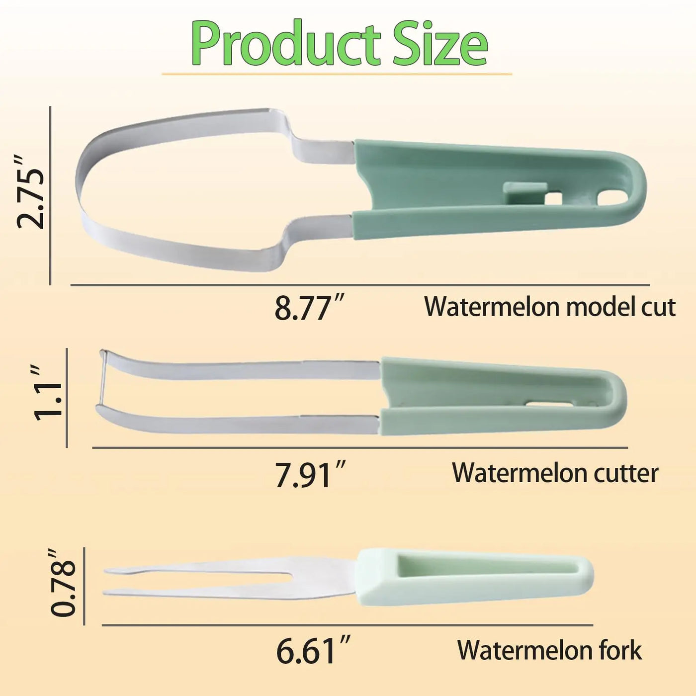 Watermelon Fork Slicer Cutter, Stainless Steel Fruit 3-in-1