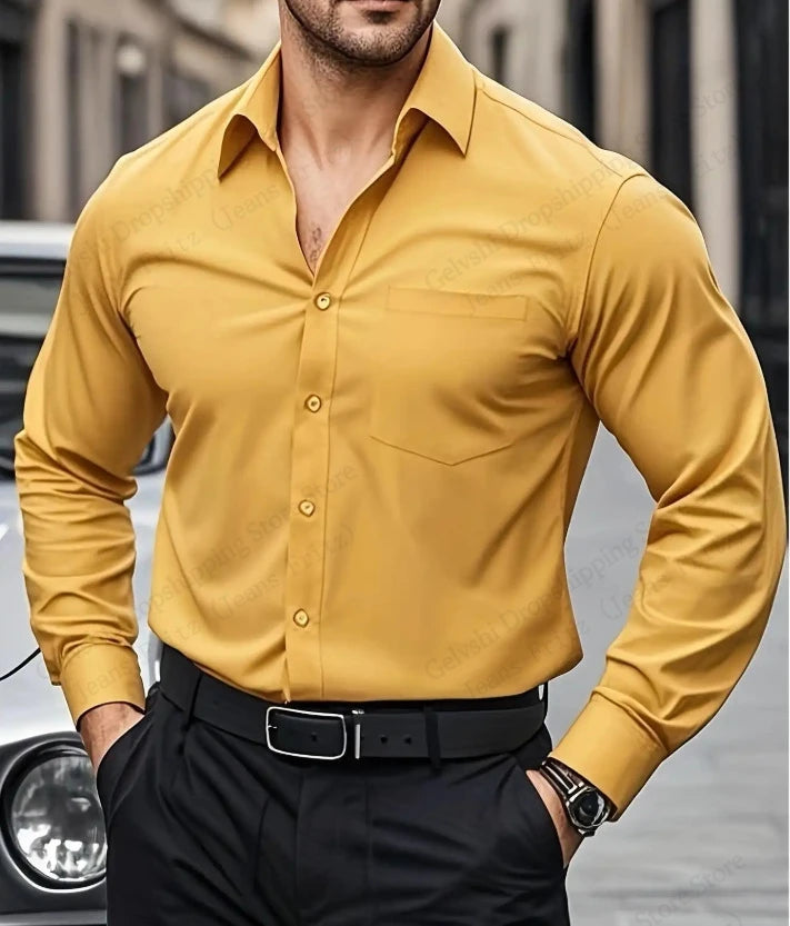 Men's Solid Color Long Sleeve Shirt Breathable 3d Print