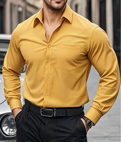 Men's Solid Color Long Sleeve Shirt Breathable 3d Print