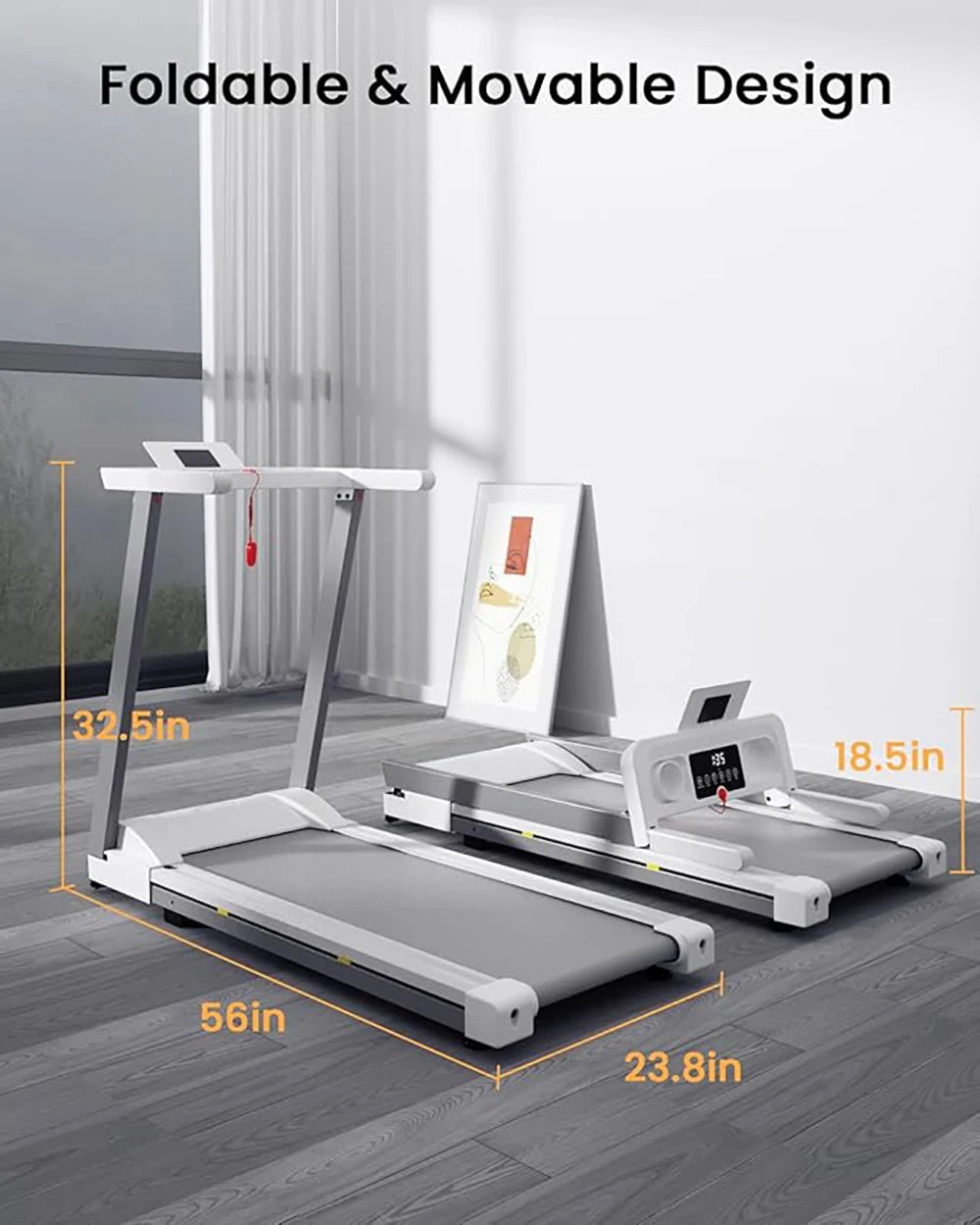 3.0HP Treadmills Electric APP Online Monitoring 7.5MPH Remote Control Foldable