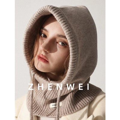 Wool Slouchy Balaclava Winter Hat for Women  Knitted Scarf