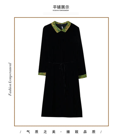 Winter Luxury Velvet Formal Elegant Party Dress Women Korean Vintage