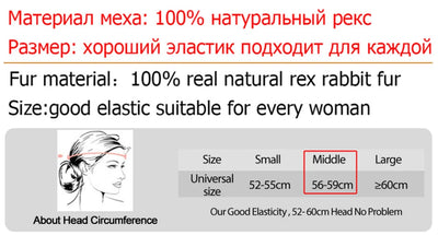 Real Rex Rabbit Winter Fur Hat For Women Russian Real Fur Knitted Cap