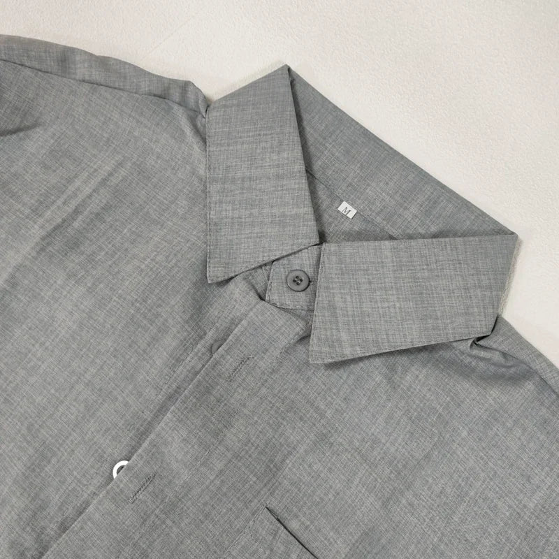 Cotton Linen Shirts for Men Casual Short Sleeved Shirts Blouses Solid Turn-Down Collar