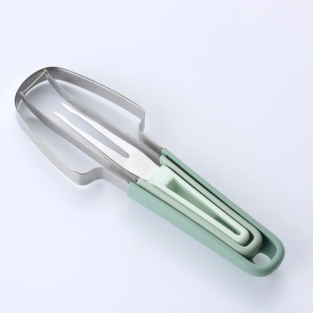 Watermelon Fork Slicer Cutter, Stainless Steel Fruit 3-in-1