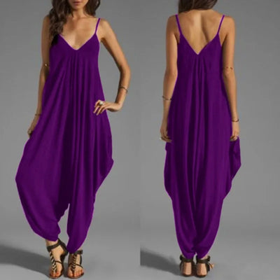 V-Neck Sleeveless Jumpsuits Summer Jumpsuits for Women Full-Length