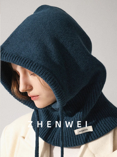 Wool Slouchy Balaclava Winter Hat for Women  Knitted Scarf