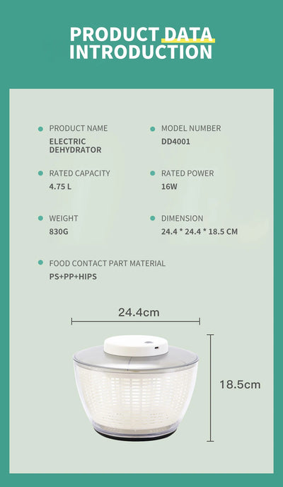 Vegetable Dehydrator Electric Quick Cleaning Fruit and Vegetable