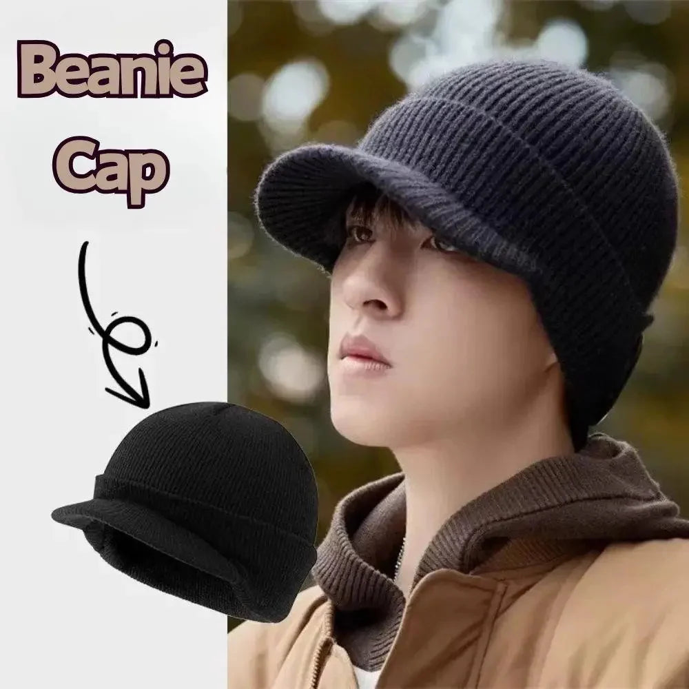 Hats Short-brimmed Woolen Army Peaked Caps Knitted Warm Hat