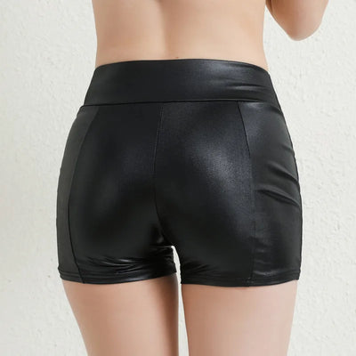 Leather Shorts Women High Waist Stretch Push Up Black Short