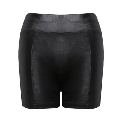 Leather Shorts Women High Waist Stretch Push Up Black Short