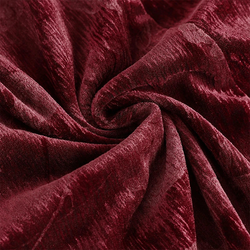 V-Neck Long Sleeve Velvet Dress Women's Meticulous Pocket Mid-Length Gown