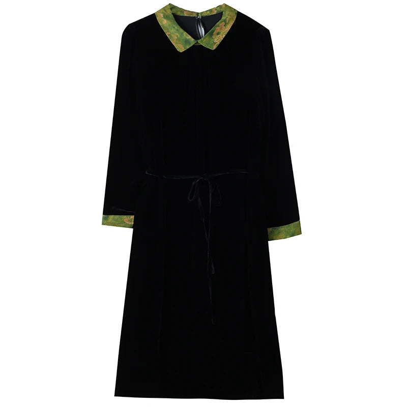 Winter Luxury Velvet Formal Elegant Party Dress Women Korean Vintage