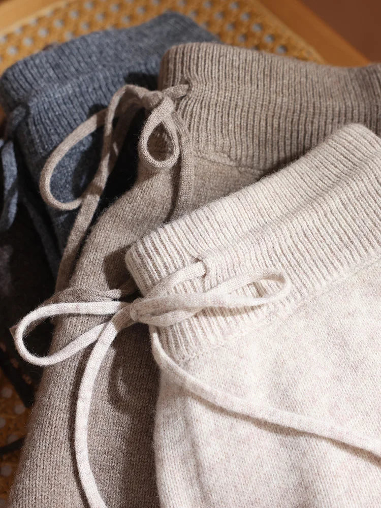 Merino Wool Pants Knitted Cashmere Shorts Trousers Above Knees