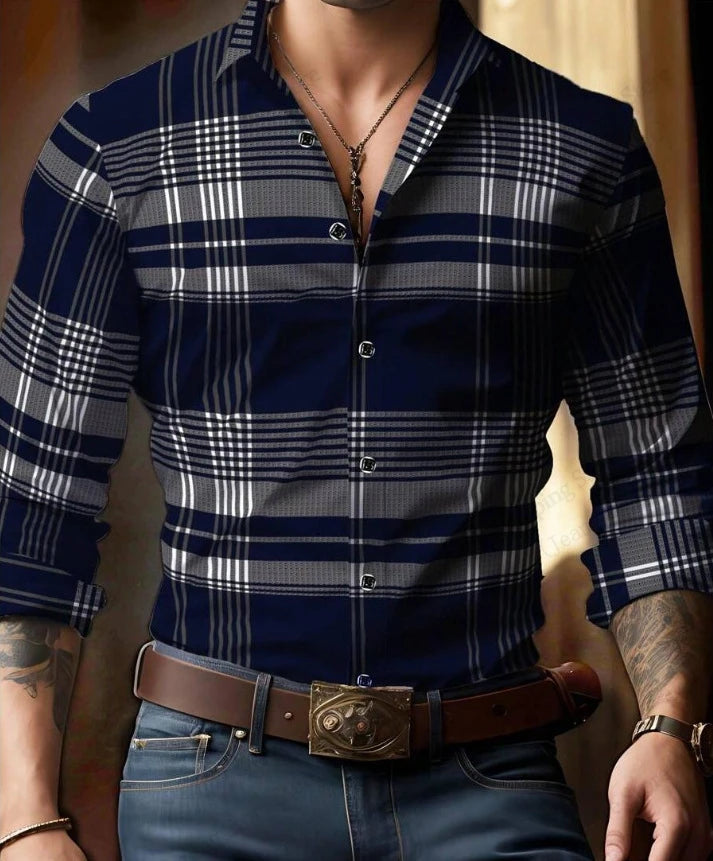 Men's Solid Color Long Sleeve Shirt Breathable 3d Print