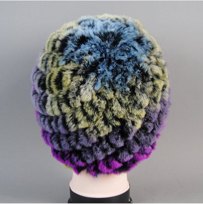 Real Rex Rabbit Winter Fur Hat For Women Russian Real Fur Knitted Cap