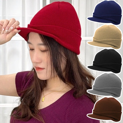 Hats Short-brimmed Woolen Army Peaked Caps Knitted Warm Hat