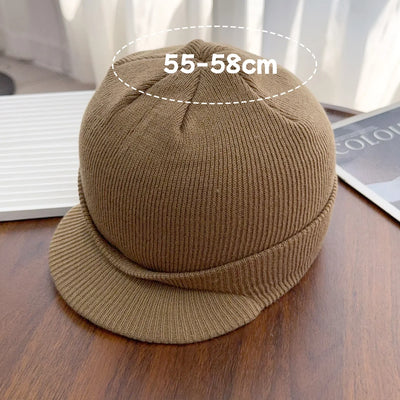 Hats Short-brimmed Woolen Army Peaked Caps Knitted Warm Hat
