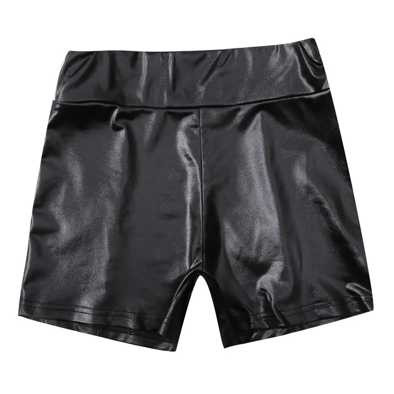 Leather Shorts Women High Waist Stretch Push Up Black Short