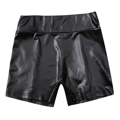 Leather Shorts Women High Waist Stretch Push Up Black Short