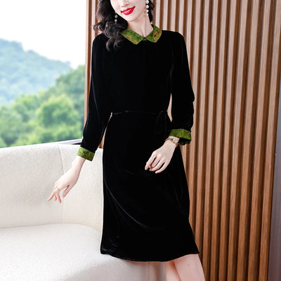 Winter Luxury Velvet Formal Elegant Party Dress Women Korean Vintage