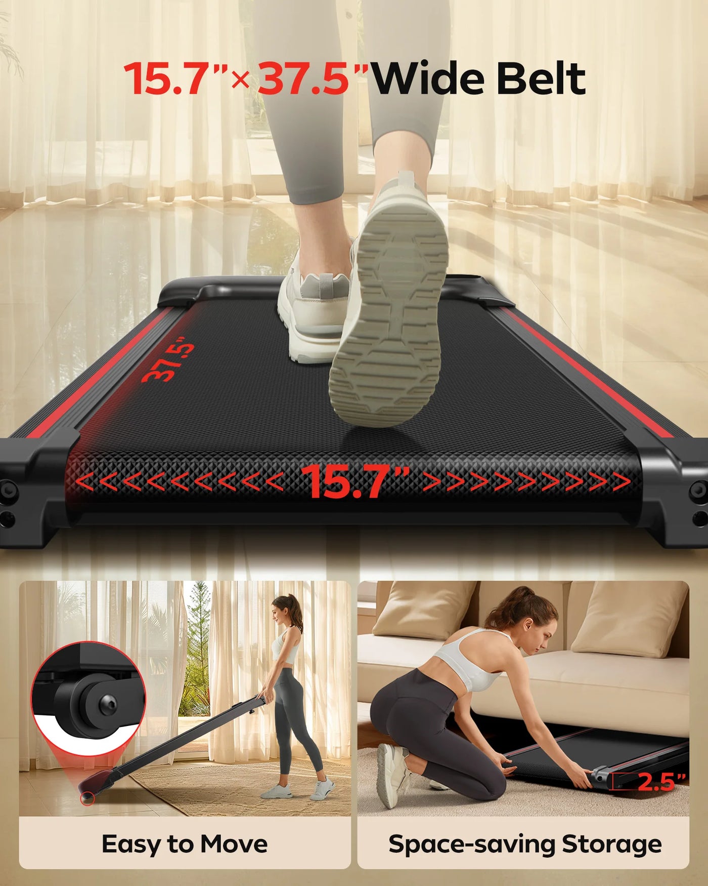 2.5 HP Incline Under-Desk Treadmill, Triple Knee Protection