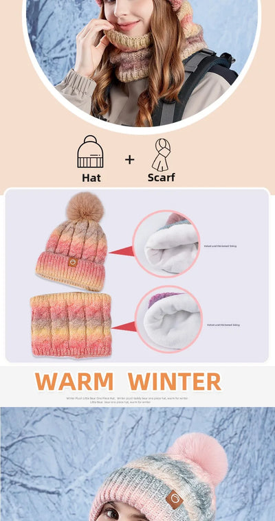 Warm Hat Scarf Two-piece Set Fleece Thickened Gradual