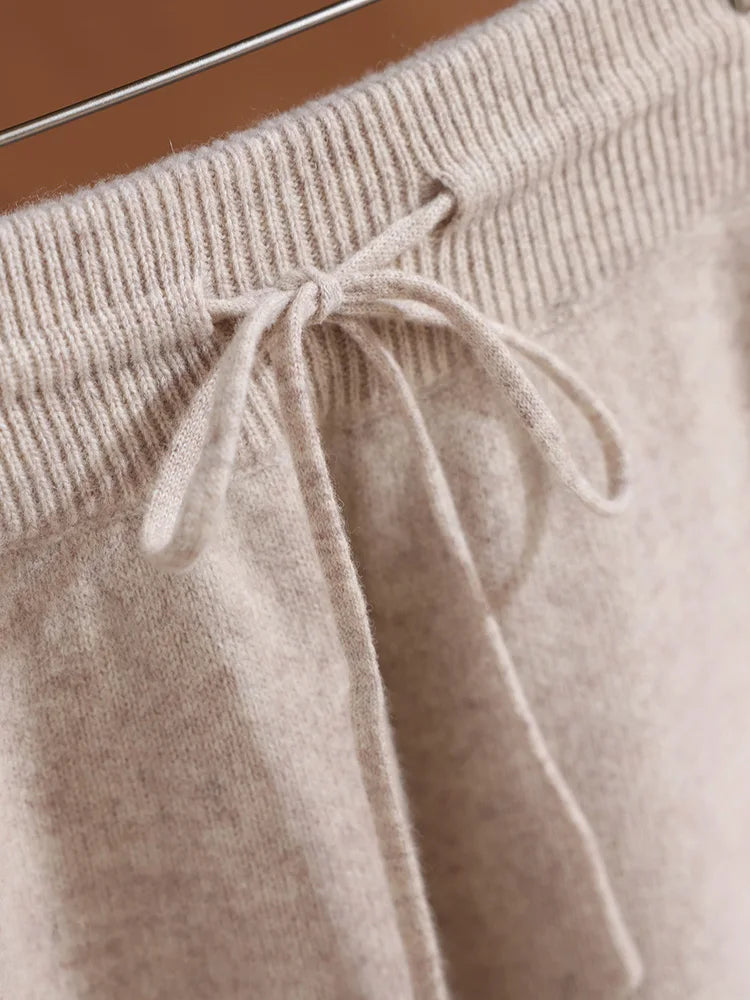 Merino Wool Pants Knitted Cashmere Shorts Trousers Above Knees