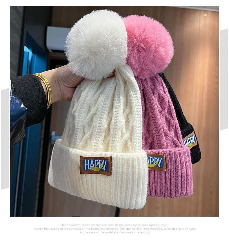 Winter Velvet Wool Hat Thickened Warm Knitted Hat
