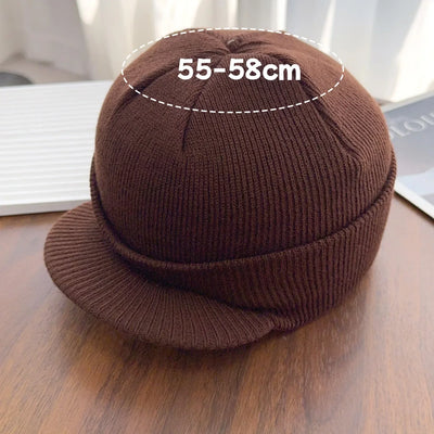 Hats Short-brimmed Woolen Army Peaked Caps Knitted Warm Hat