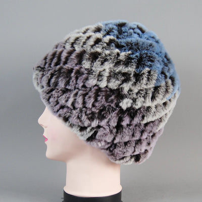 Real Rex Rabbit Winter Fur Hat For Women Russian Real Fur Knitted Cap