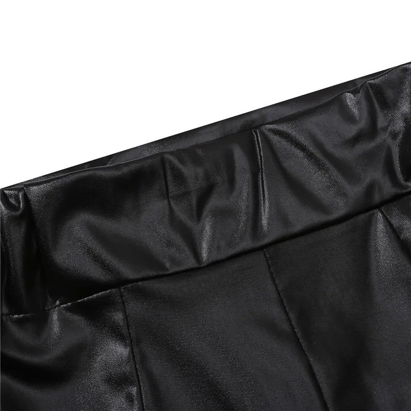 Leather Shorts Women High Waist Stretch Push Up Black Short