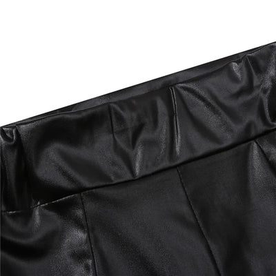 Leather Shorts Women High Waist Stretch Push Up Black Short