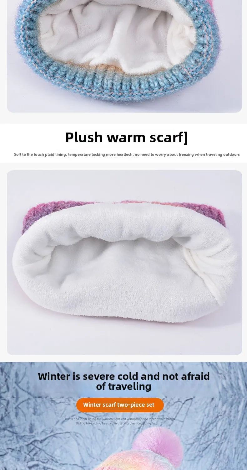Warm Hat Scarf Two-piece Set Fleece Thickened Gradual