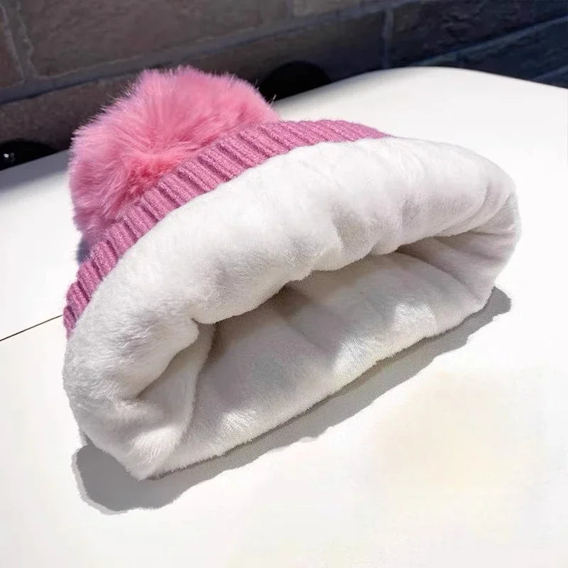 Winter Velvet Wool Hat Thickened Warm Knitted Hat