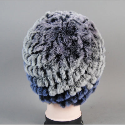 Real Rex Rabbit Winter Fur Hat For Women Russian Real Fur Knitted Cap