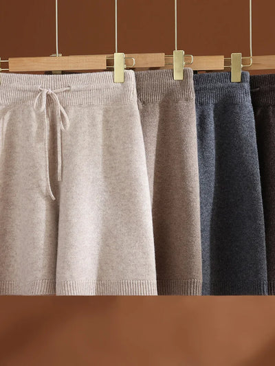 Merino Wool Pants Knitted Cashmere Shorts Trousers Above Knees