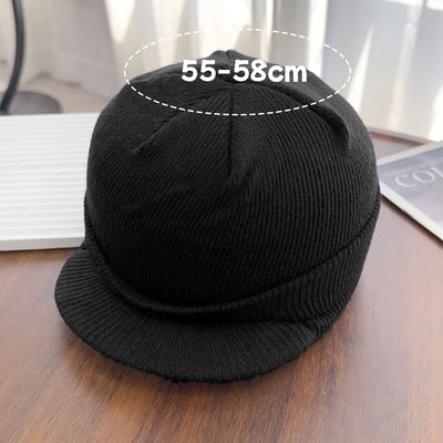 Hats Short-brimmed Woolen Army Peaked Caps Knitted Warm Hat