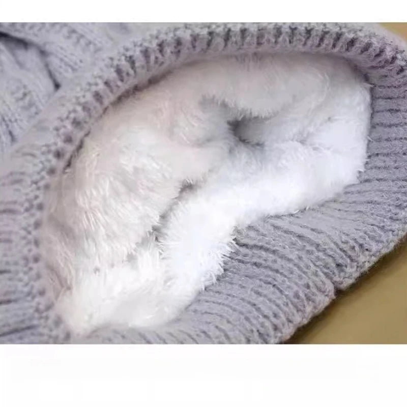 Winter Velvet Wool Hat Thickened Warm Knitted Hat