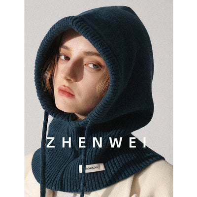 Wool Slouchy Balaclava Winter Hat for Women  Knitted Scarf