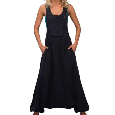 Summer Women Jumpsuit  Elegant Buttons Creative Loose Sleeveless
