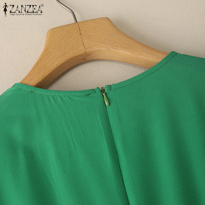 Office Casual Loose Short Sleeve Playsuits Solid Color Wide Leg Jumpsuits