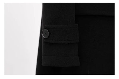 Winter Luxury Extra Long Black Warm Soft Wool & blends Coat for Women