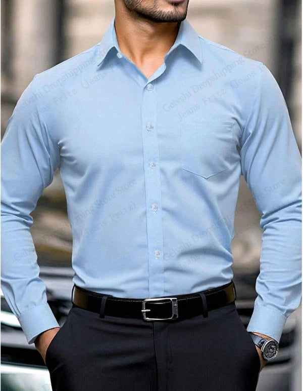 Men's Solid Color Long Sleeve Shirt Breathable 3d Print