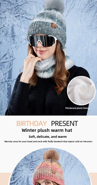 Warm Hat Scarf Two-piece Set Fleece Thickened Gradual