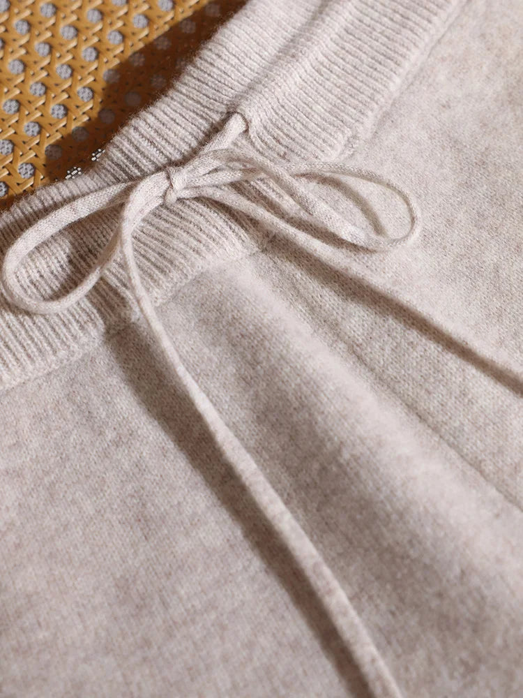 Merino Wool Pants Knitted Cashmere Shorts Trousers Above Knees