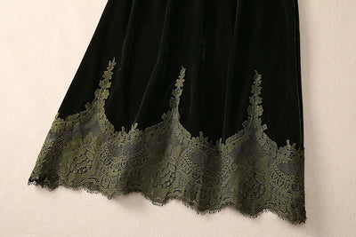 MARYYIMEI Fashion design Women's Dress Lace Splicing Long-Sleeved Beading Pretty Slim-Fit Hip Wrap Elegant Velvet Dresses